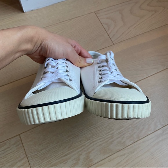 CELINE Blank Low Lace Up Canvas Sneakers Off White size 35 - Picture 8 of 16